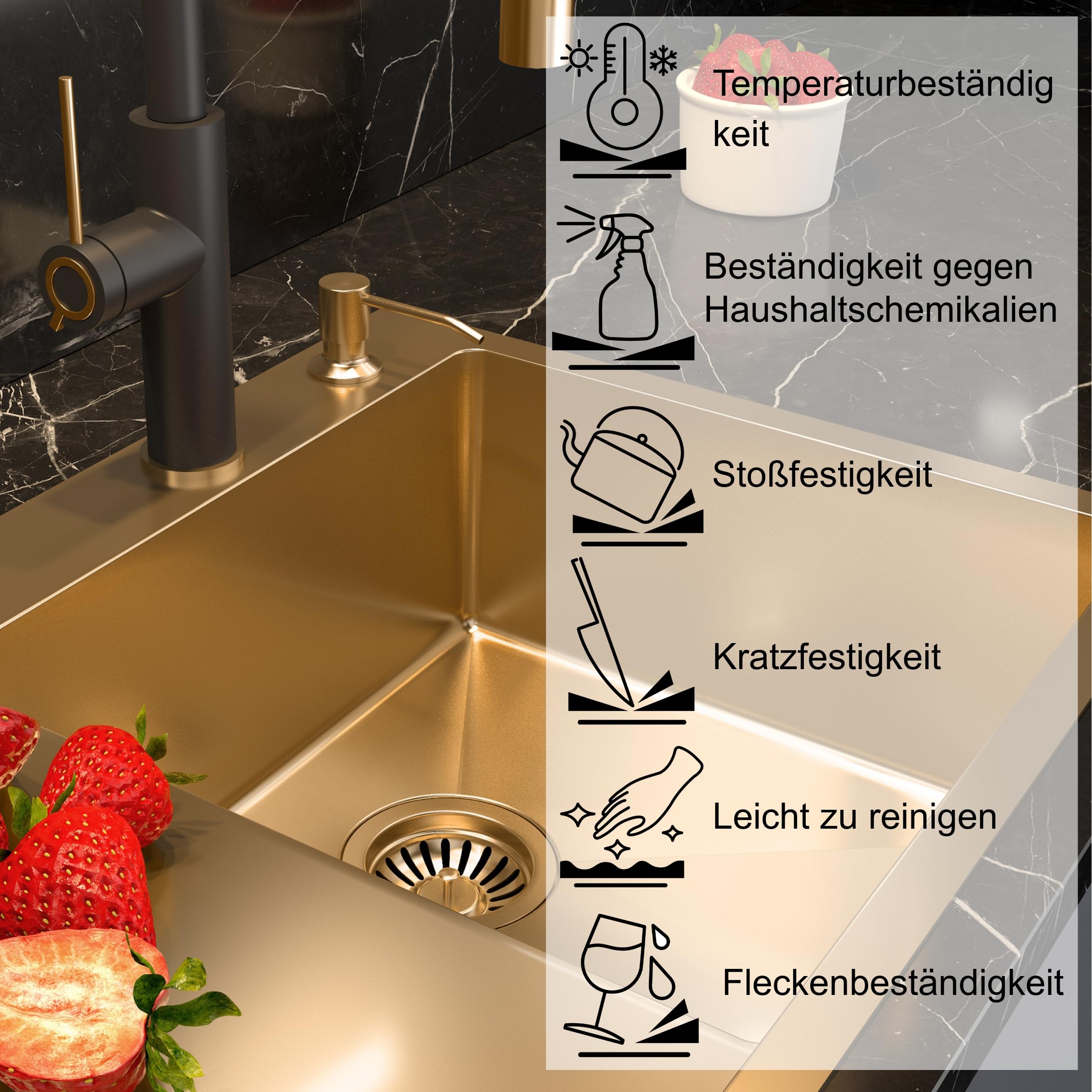 QUADRON Spülbecken Edelstahlspüle | Größe 62 x 48 x 20 cm Farbe: Silber | Einbeckenspüle RUSSEL 116 Einzelbecken Küchenspüle mit Stahlkammer Edelstahl Stahlspüle | mit Siphon und Schraubverschluss