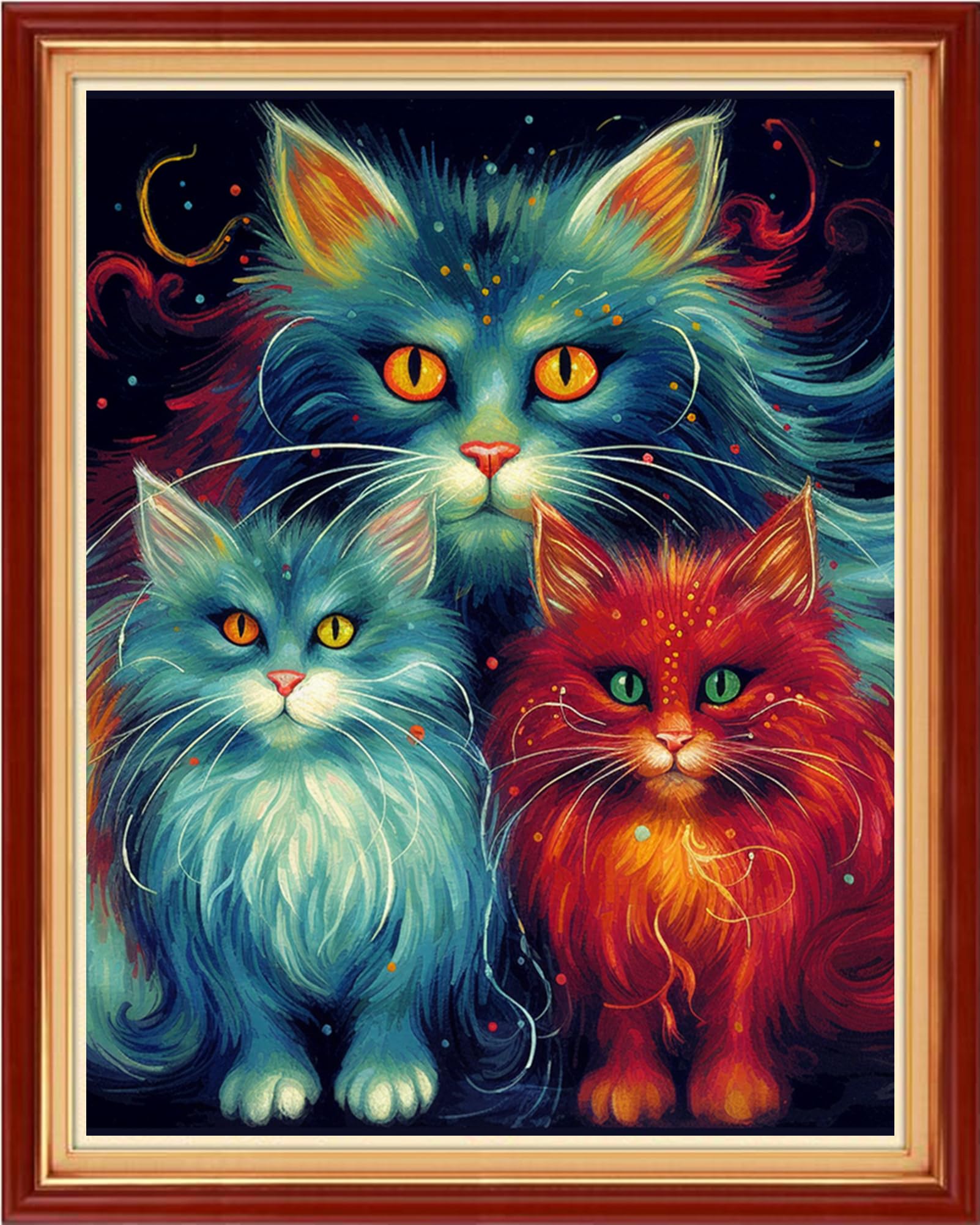 Dooxvey Cross Stitch Kits for Adults Stamped Full Range of Embroidery Starter Kits for Beginners 11CT Printed Cross Stitch Patterns Needlepoint Kits Stamped Crossstitch-Colorful Cat 16x20 inch
