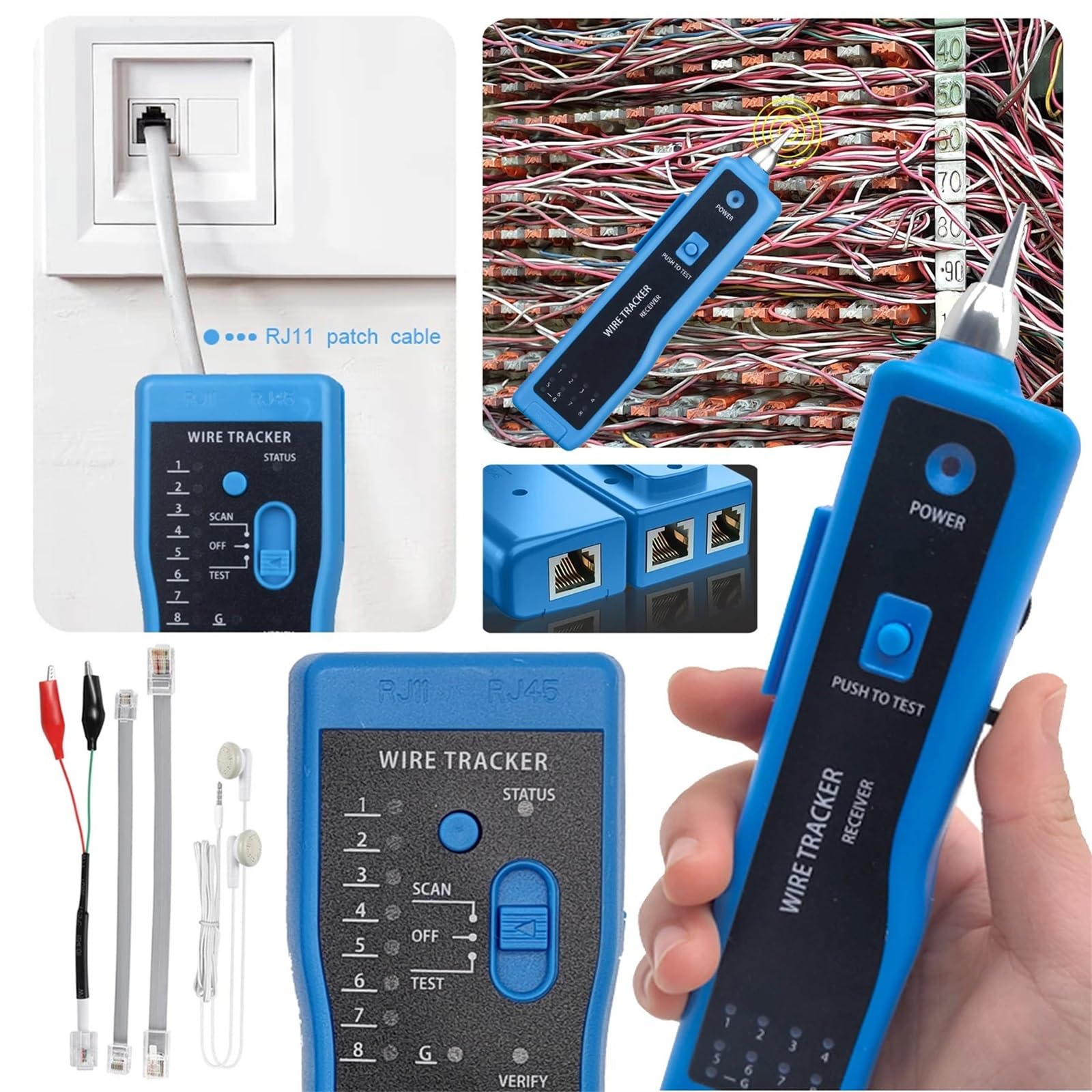 Traqueur de Câble, Testeur de câbles réseau Ethernet LAN RJ11 RJ45 Cat5 Cat6, traceur téléphoniques, détecteur toner, ligne | Giallo