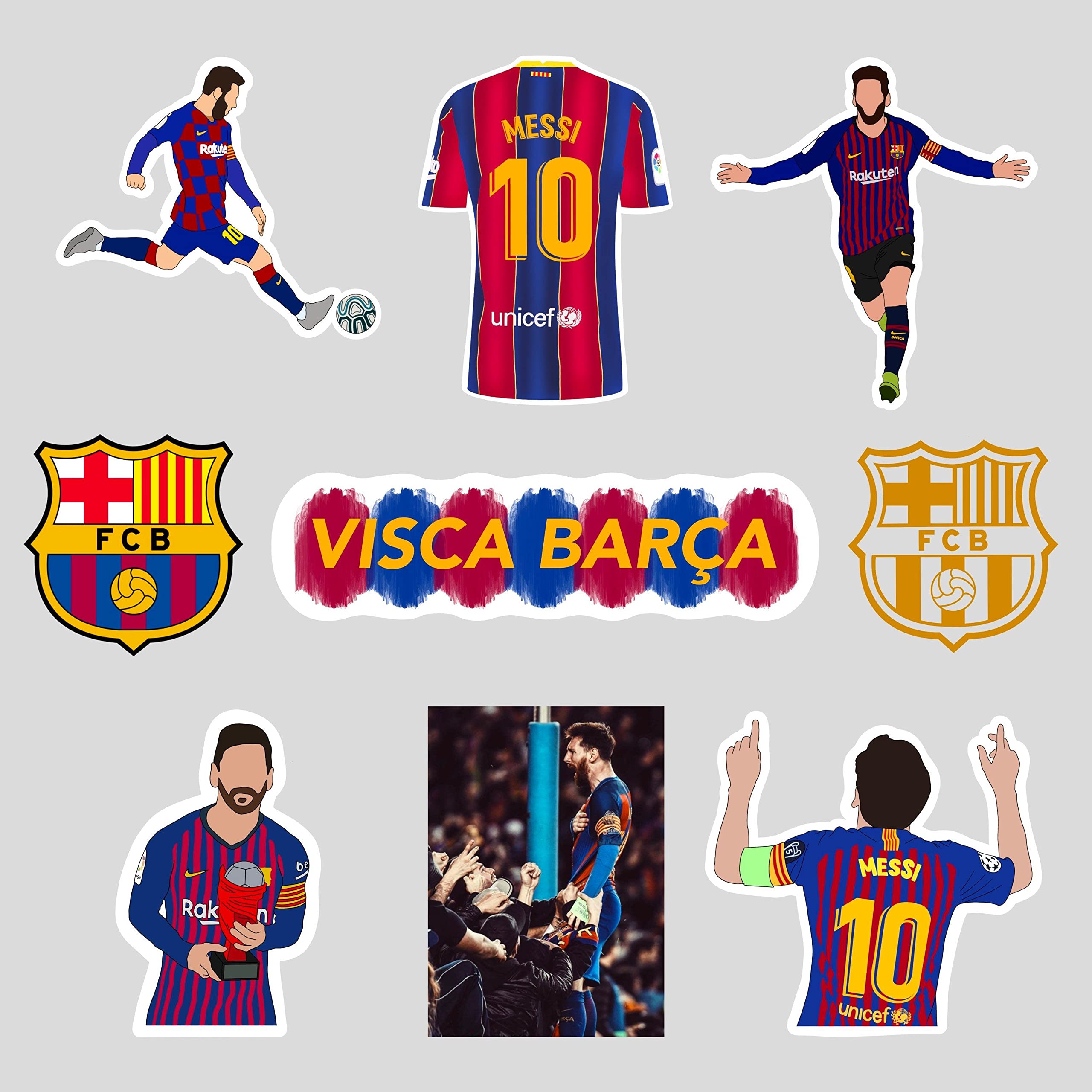 Lionel Messi Barcelona Sticker-Pack of 9 (Vinyl Stickers, Multipurpose use for Laptop/Mobile/Bike/Luggage/Bottle/Guitar/Journal), 2.5 x 2.5 inches, Multicolor (B0BZTBDWZ4) Amazon Price History, Amazon Price Tracker