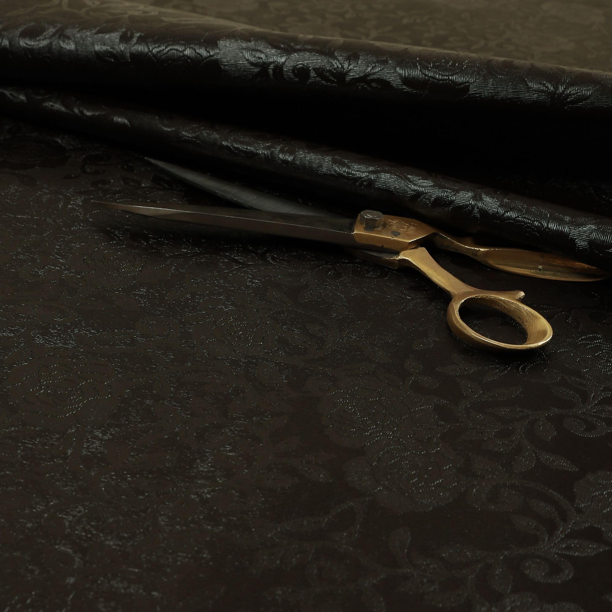 Redbrick Mill Fabrics Flame Retardant Floral Pattern Sheen Emboss Vinyl Faux Leather Upholstery Fabric Brown Colour (Per Metre)