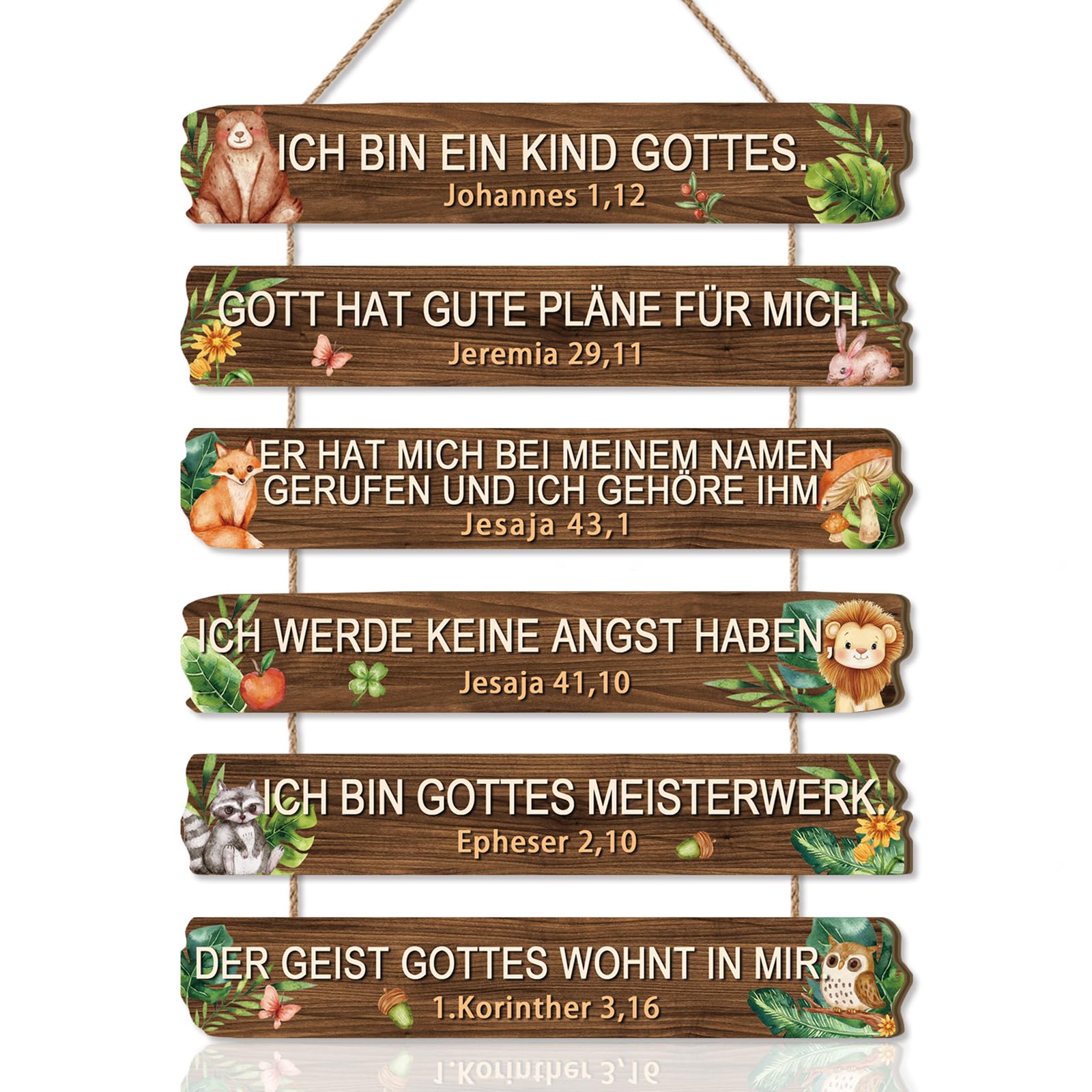 BINCUE Christliche Bibelversen Wandkunst,Insirierende Wanddeko,Religiöse Wanddekoration,ICH BIN EIN KIND GOTTES,Psalmen Schrift Holz christliches Schild Familienschild Wanddeko für Jungen Mädchen