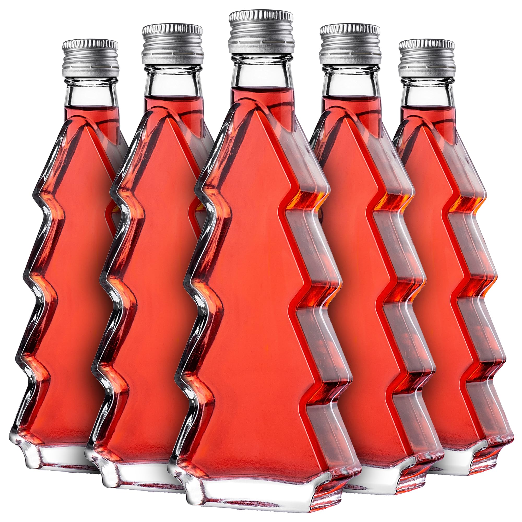 KADAX 5er Set Glasflaschen 200ml mit Schraubverschluss – Leere kleine Flaschen zum Befüllen für Likör, Schnaps, Öl, Essig & Sirup, Glass Bottles, Refillable