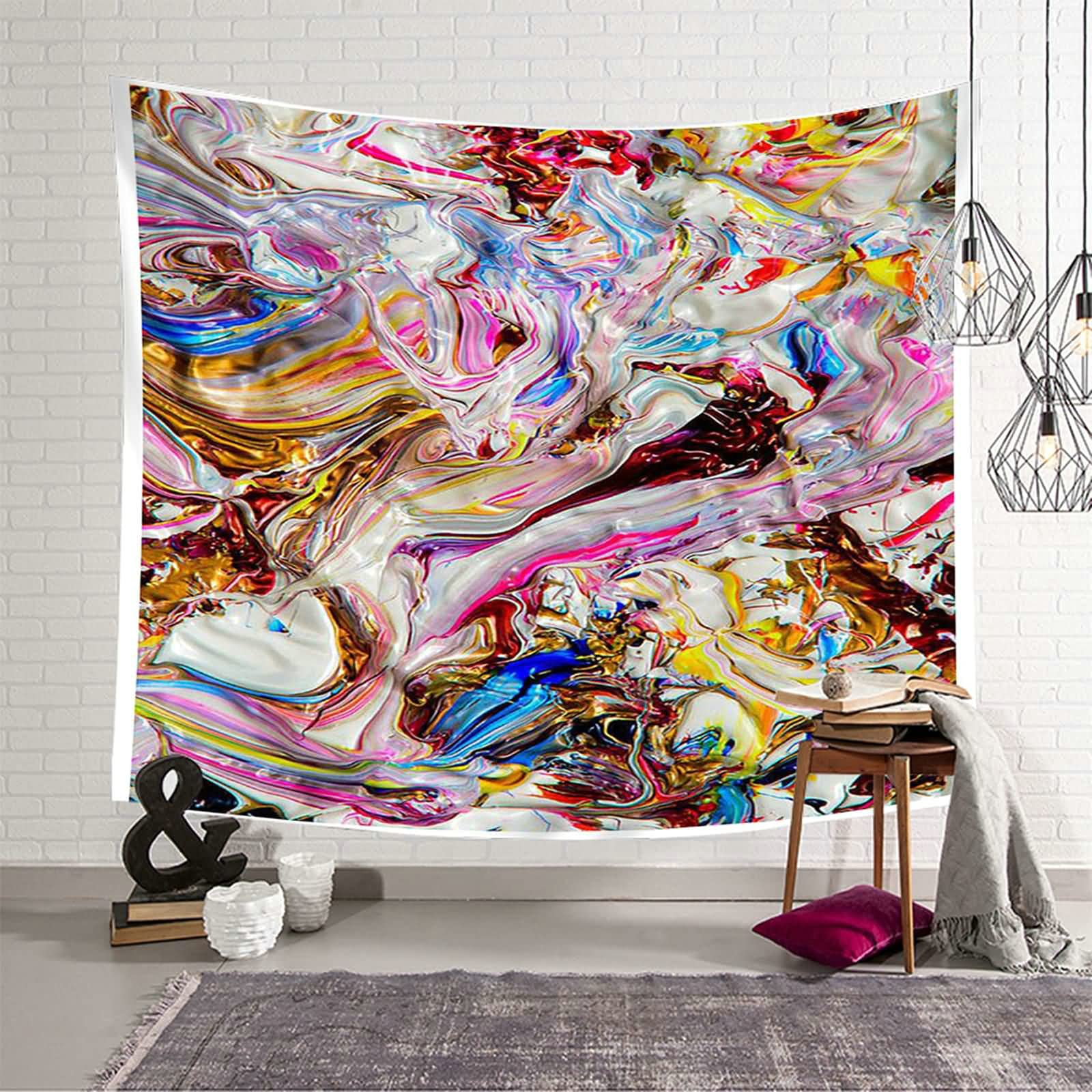Tapiz de pared abstracto KnSam de 150x130 cm para decorar tu salón con arte al óleo