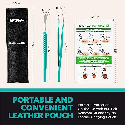 Miniatura 7 de Homesake Juego de herramientas y pinzas para eliminar garrapatas para perros, gatos y humanos - Kit de eliminación de garrapatas de acero inoxidable