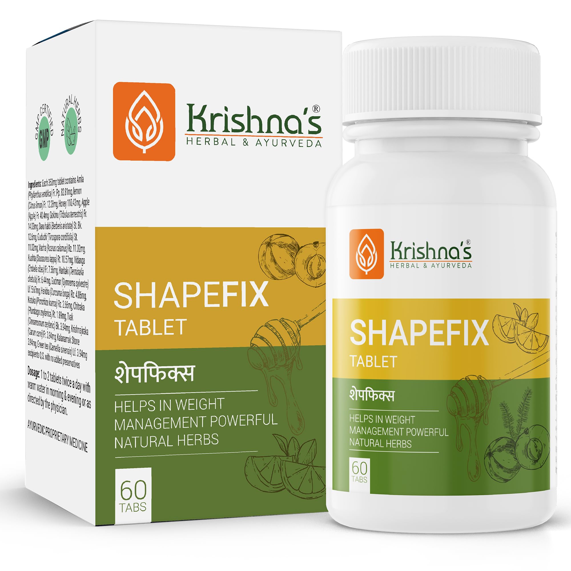 Krishna's Shapefix Tablet - Helps in Weight Management with Natural Herbs - 60 Tab (Pack of 1)