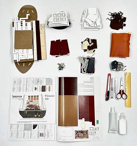 Miniatura 2 de Rovox Kit de casa de muñecas en miniatura, construye tú mismo barco Titanic con muebles artesanales, kit de construcción de casa con luces LED y