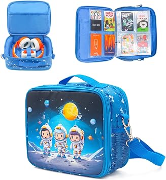 Taladad Travel Card Case for Mini Yoto Player, Card Holder,Card Binder Holder, Soft Portable Folder with 80 Pockets Player for Mini Audiobook Cards,Kids Audio Cards blue