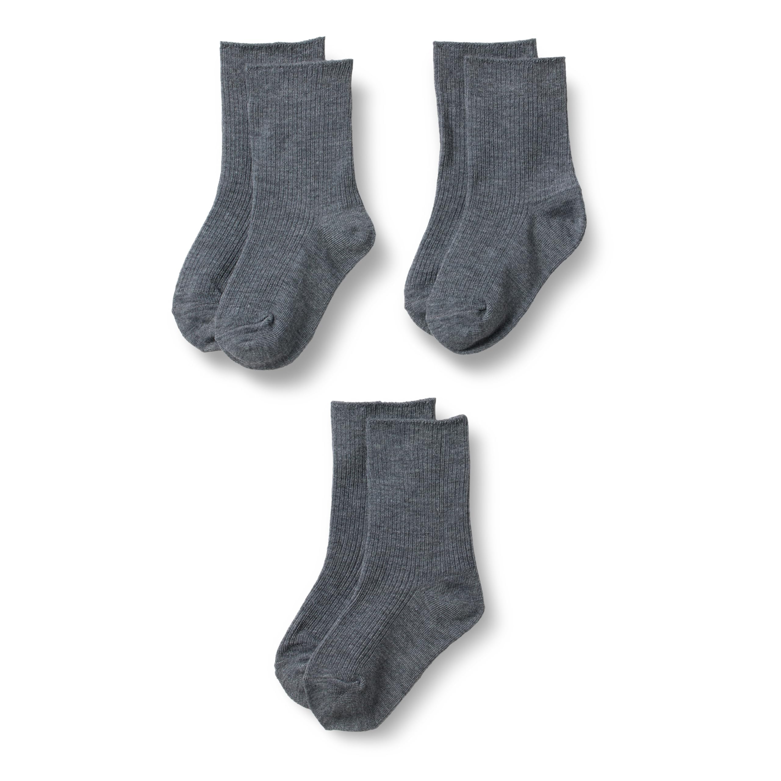 Amazon Essentials Boys' Ribbed Crew Socks, 3 Pairs, Everyday Casual, School Uniform