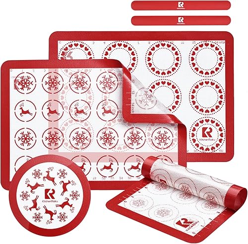 Juego de 4 alfombrillas de silicona para hornear, tapete de silicona reutilizable de grado alimenticio perfecto para bandejas de hornear, forro de