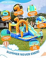Vista 4 de Doctor Dolphin Castillo inflable de salto con túneles para niños pequeños de 3 a 8 años