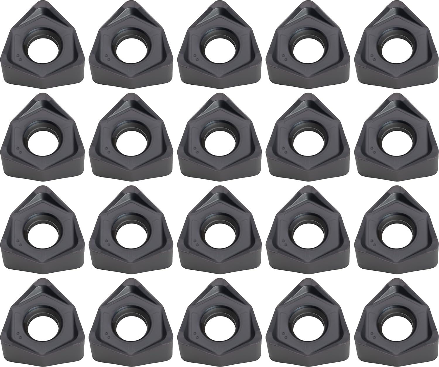 CME 20 pcs WNMG080616 Trigon-Shaped Milling Inserts, for Use with Indexable Face Mills, End Mills, and Slot Cutters, TiAlN Coated, for Machining Cast Iron, Steel