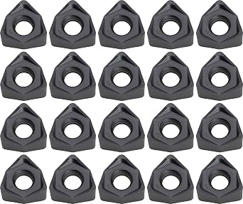 CME 20 pcs WNMG080616 Trigon-Shaped Milling Inserts, for Use with Indexable Face Mills, End Mills, and Slot Cutters, TiAlN Coated, for Machining Cast Iron, Steel