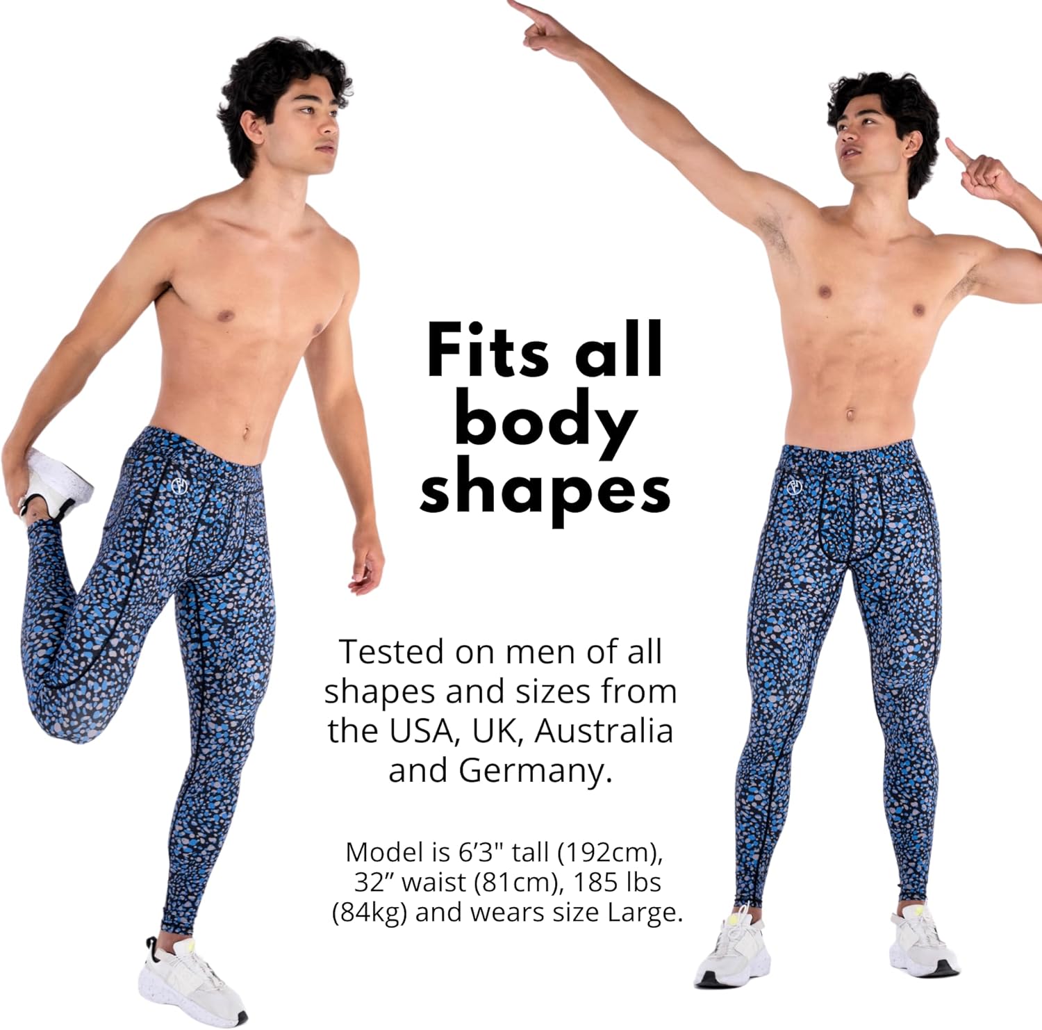 Kapow Megging メンズ パフォーマンス レギンス 取り外し可能なフロントパッド付き - ポケット付きのスポーティな着圧レ