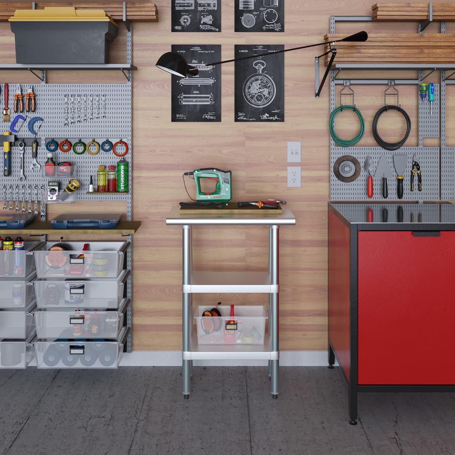 24" Stainless Steel Work Table with Galvanized Shelves