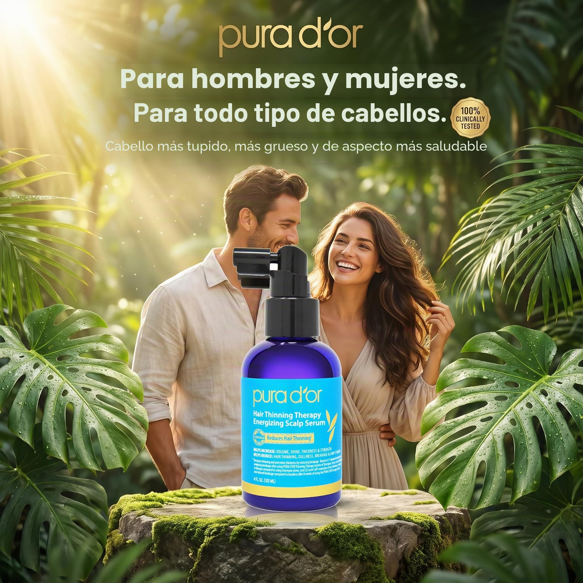 Pura D'Or Terapia de adelgazamiento del cabello del cuero cabelludo energizante serum revitalizante (120 ml) una infusión de aceite de argán, para todos los tipos de pelo (embalaje puede variar)