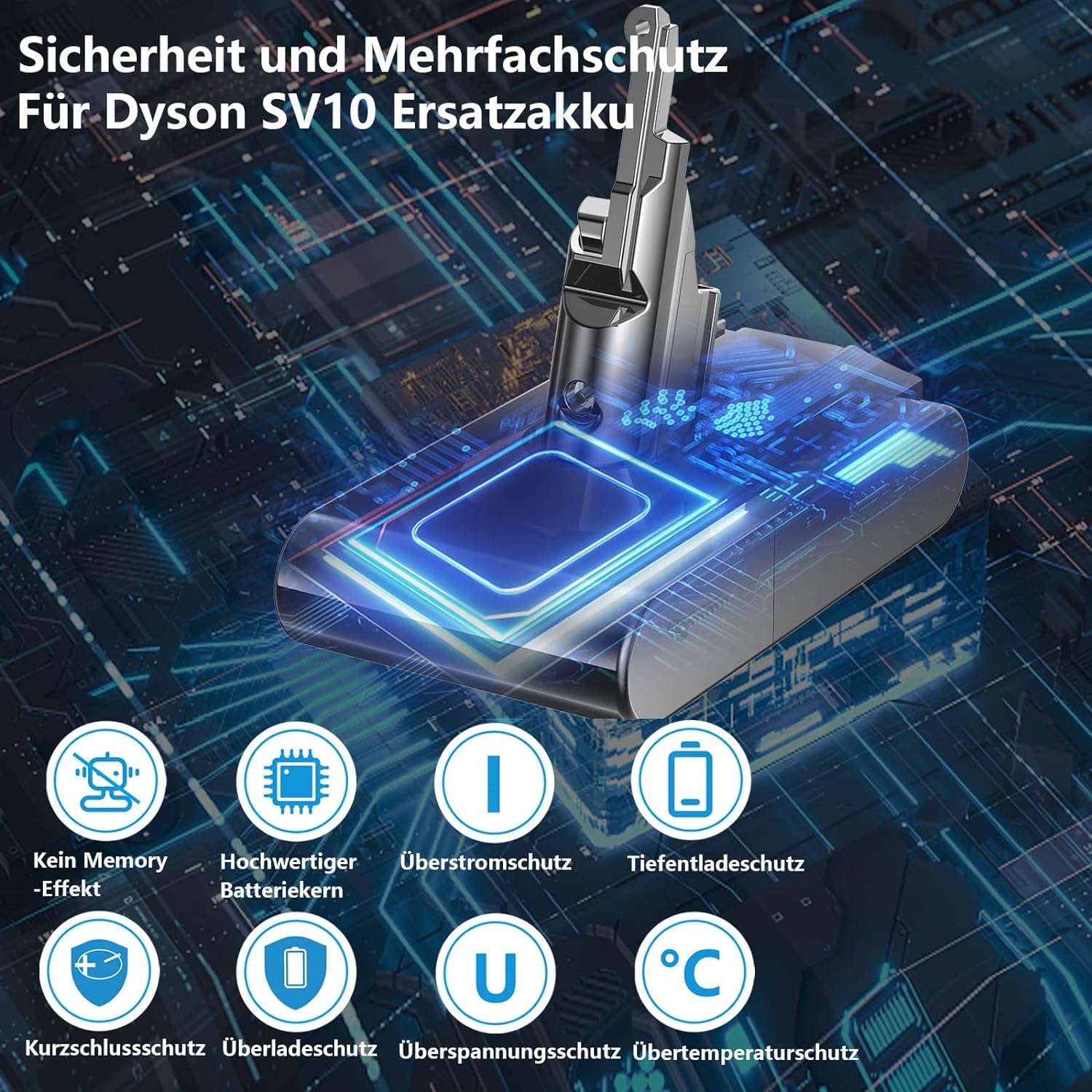 Homesuit V8 Akku 21,6V 4600mAh SV10 Ersatzakku für Dyson V8 Serie kabelloser Staubsauger, V8 Absolute Animal Filter Motorhead, Kompatibel mit Dyson V8 Staubsaugern