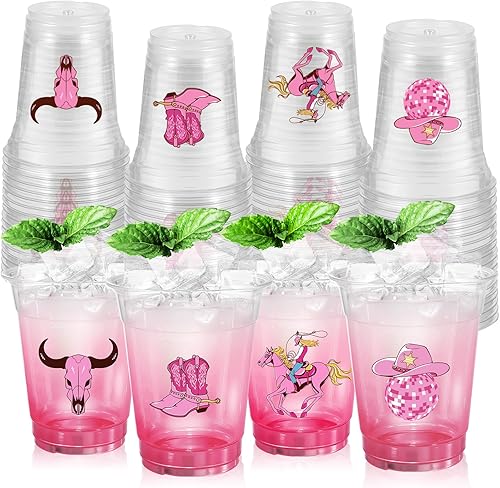 Miniatura 35 de ABURRORI 50 piezas de vasos de plástico groovy de 12 oz, decoraciones de fiesta boho con flores de margarita desechables, vasos de plástico