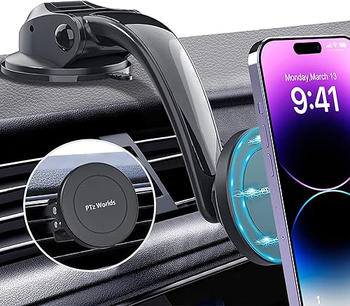 Miniatura 1 de 2 en 1 para soporte de coche MagSafe - Fuerte magnético para iPhone soporte de automóvil, soporte magnético para teléfono, soporte magnético para