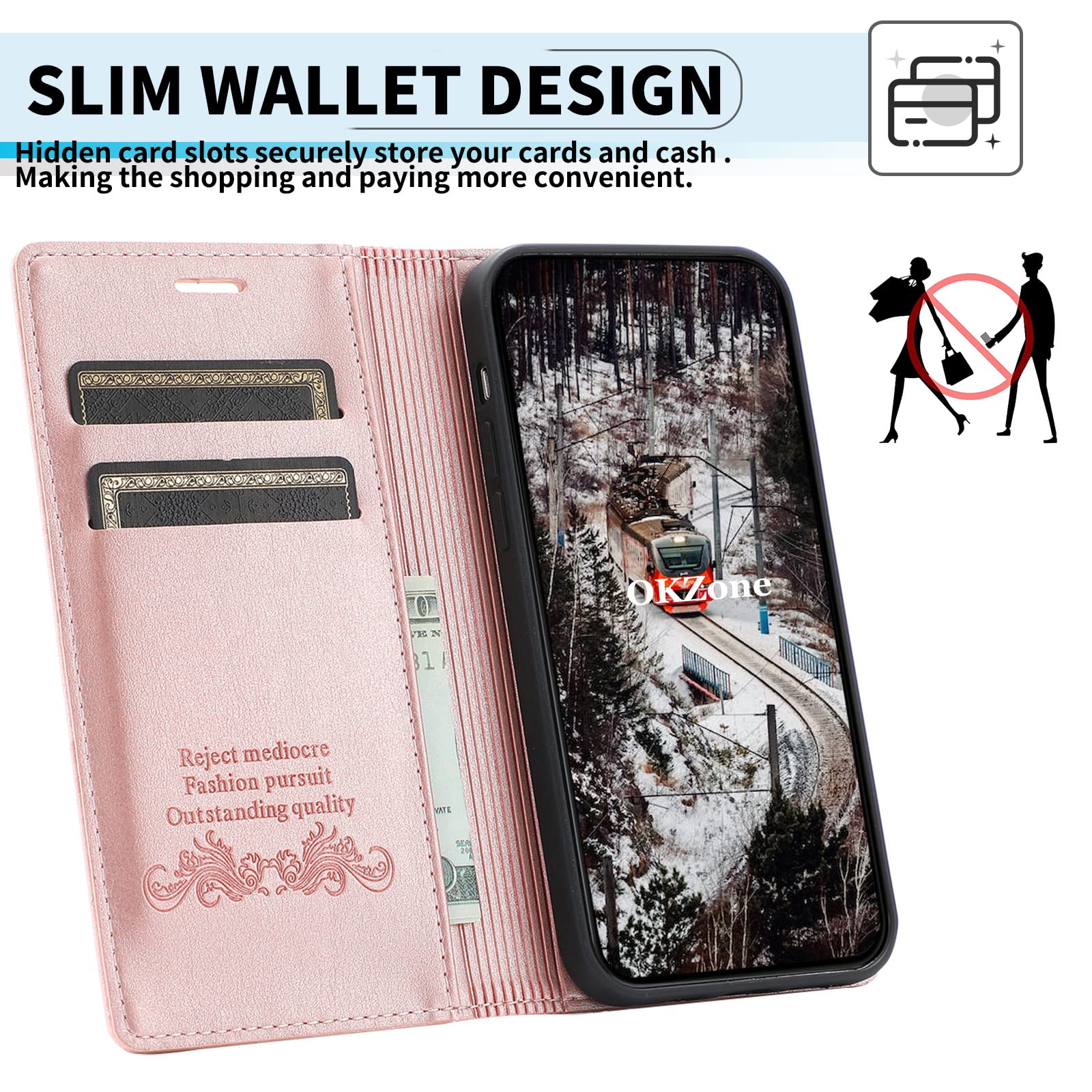 OKZONE Cover Portafoglio Per Xiaomi Redmi Note 9 Pro/9S/9 Pro Max - Custodia Flip In Pelle Con Slot Carte E Magnete - Blu