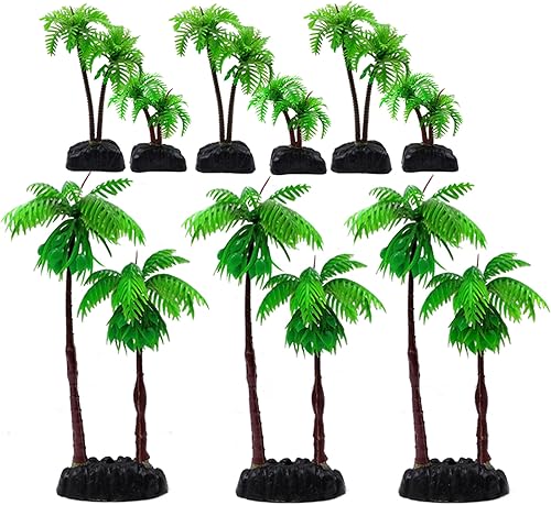 Miniatura 7 de M2cbridge Árbol de coco de plástico para acuario, plantas de coco, palmera para decoración de acuarios de peceras (2 unidades)