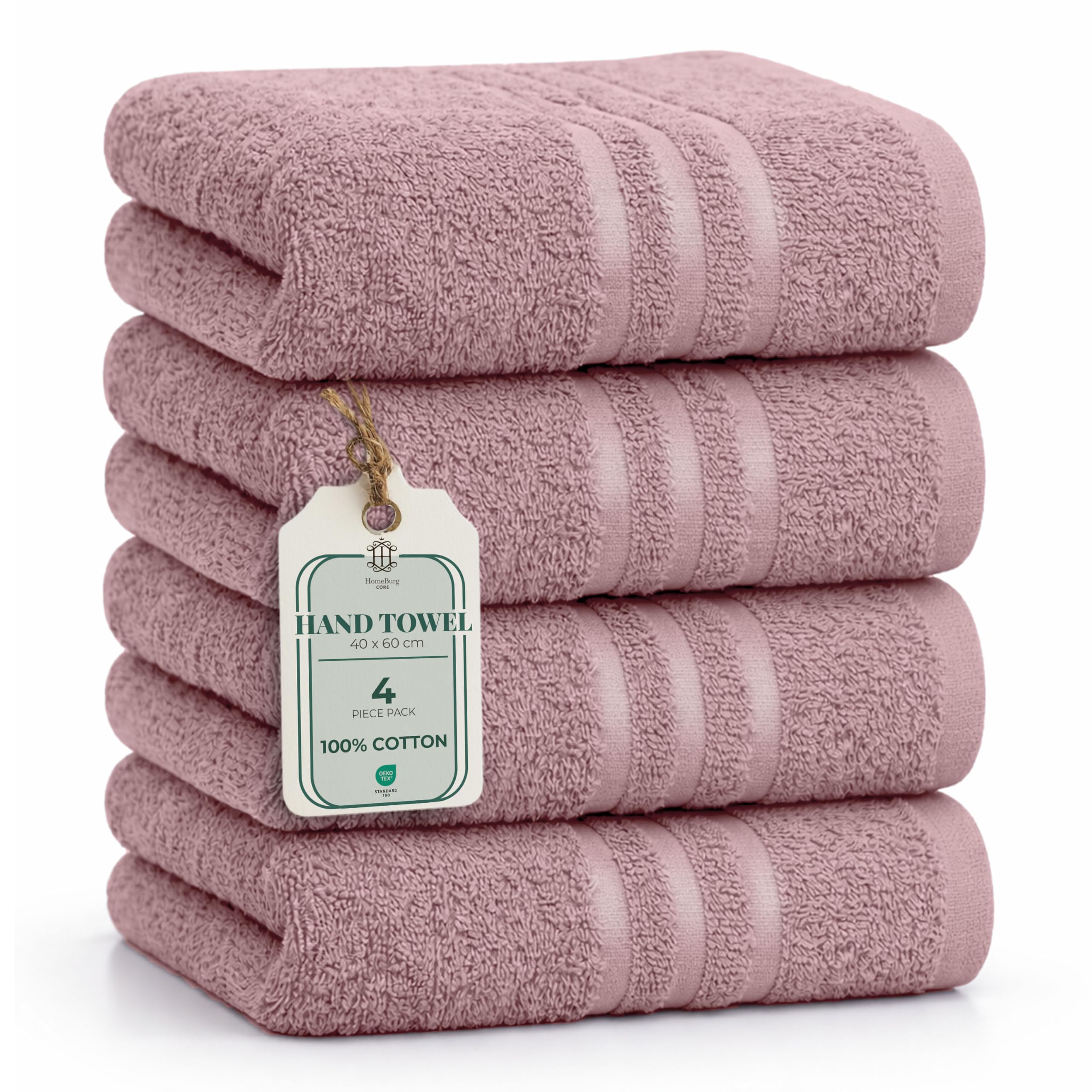 HomeBurg CORE 4-Piece Cotton Hand Towels for Bathroom and Kitchen