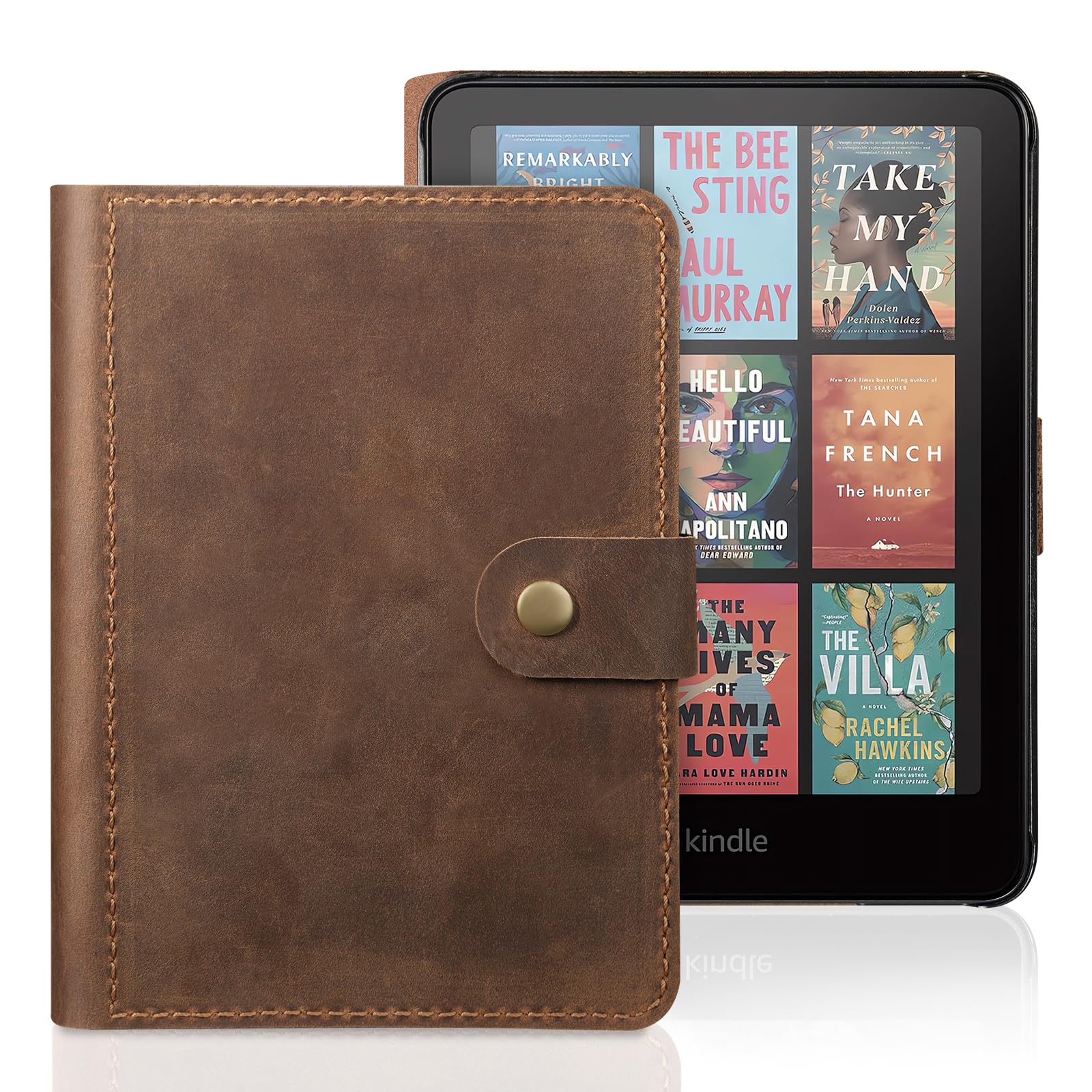 CoBak Premium Genuine Cowhide Leather Case for 7" E-Readers - Smart Cover with Auto Sleep Wake Feature for E-Readers 2024 Released