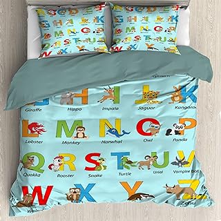 Thuswarm Cartoon Animal Alphabet 3-Piece Bedding Set 80