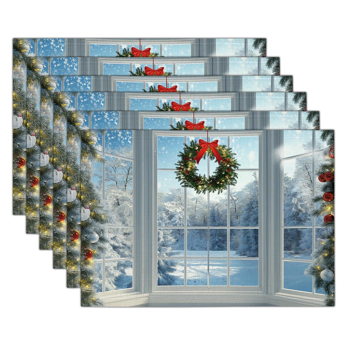 Sets de table paysage d'hiver pour une décoration de cuisine cosy