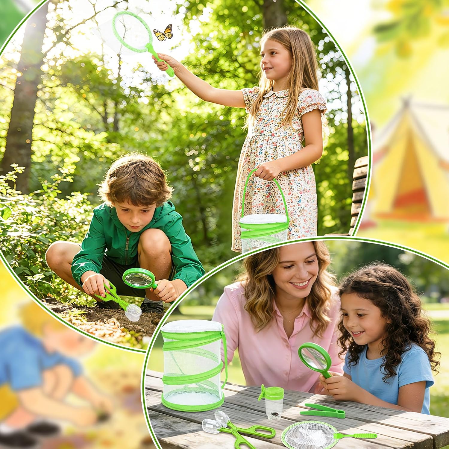 DECYOOL 7 Piece Insect Catcher Kit, Complete Explorer Set with Storage Box, Outdoor Butterfly Catching for Nature Exploration Camping Adventure