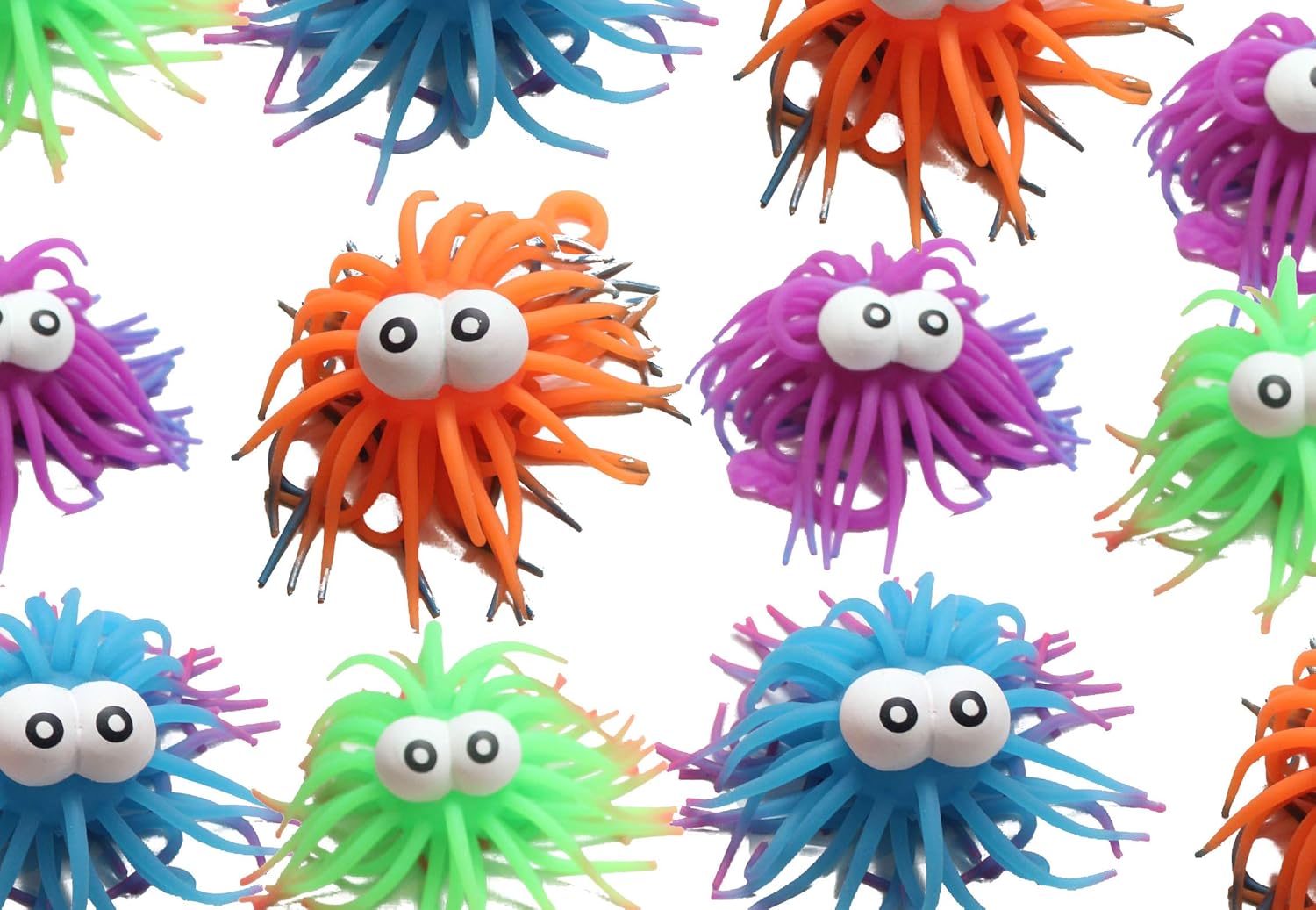 Curious Minds Busy Bags Bulk 12 Cute Hairy Critter Puffer Balls - Sensory, Stress, Fidget Toy - Reward, Classroom Small Novelty Toy Party Favors