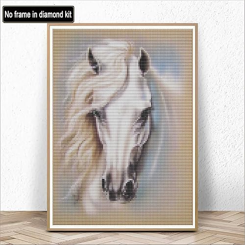 Miniatura 2 de Kaliosy Pintura de diamantes 5D con diseño de caballo blanco por números, pintura con diamantes, arte de animales, taladro completo, decoración de