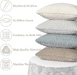 Boîte de 4 Couvertures d'oreillers à jet décoratif 18x18 Encre douce en peluche Corduroy carré rayé Oreillers Bleu Beige Café Gris Fluffi Coussin Cas Boho Décor pour Agritourisme Salon Lit Canapé