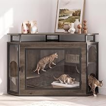 48" Corner Cat Cage Furniture w/2-Tier Shelves, Large Cat House