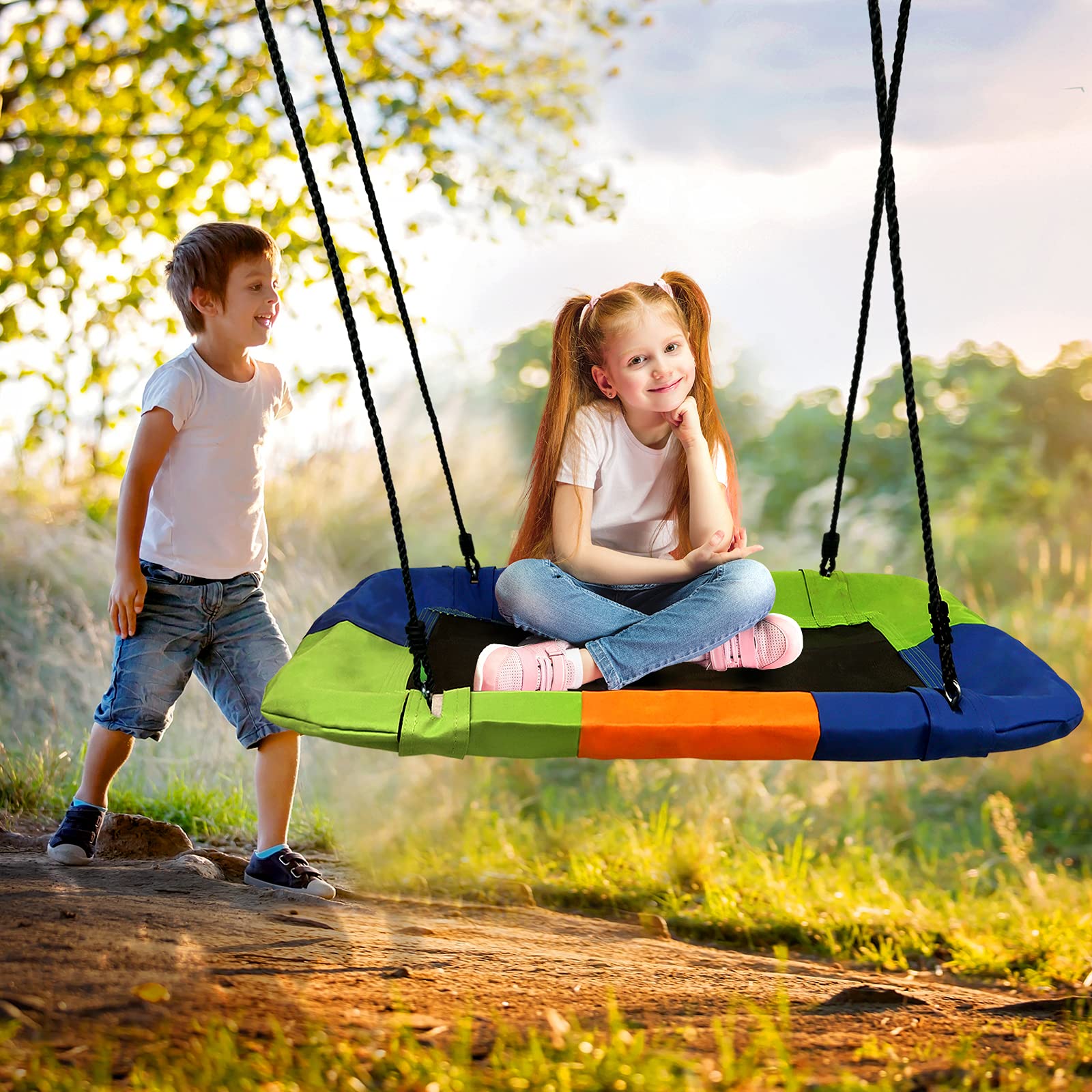 Dripex Balançoire Nid d'Oiseau pour Enfant, 115 x 75 cm, Charge 200 kg
