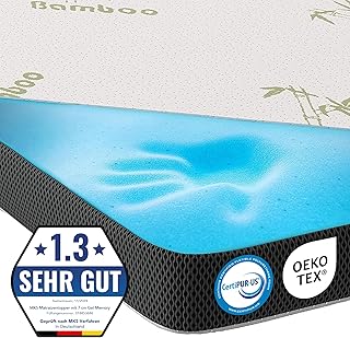 MKS.® Gel Topper 180x200 cm, H3 Matratzentopper mit 7 cm Gel-Memory-Schaum, KomfortKissen Matratzenauflage mit 3D-Luftstrom, Viskoelastische Matratzenauflagen mit abnehmbarem Bambusbezug