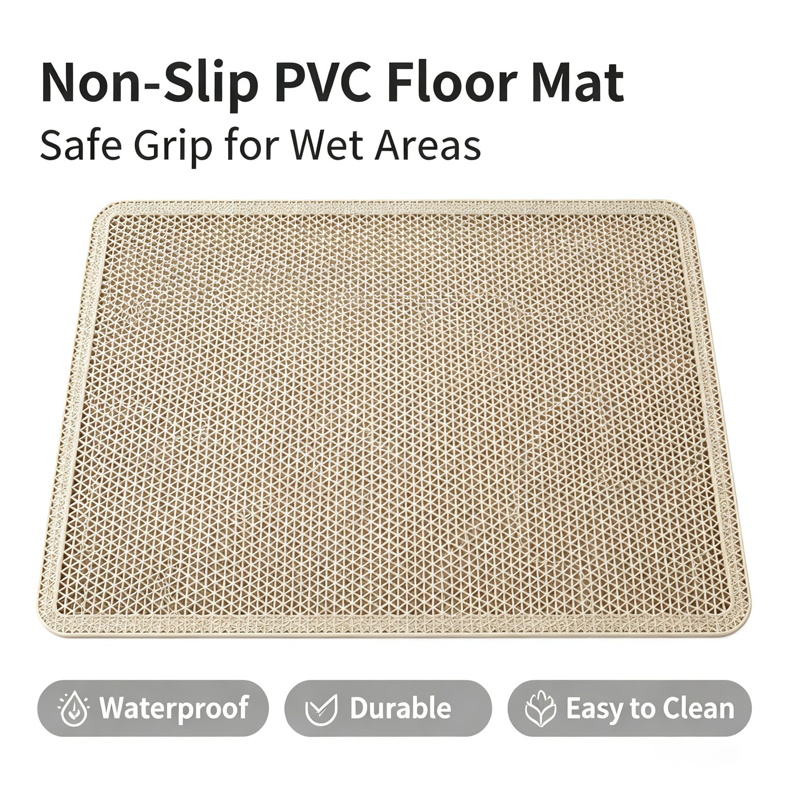 Alfombrilla Ducha PVC Suave Ultra Absorbente Alfombra Bañera Corte personalizable Patrón de cuadrícula densa Enrollable Secado para Secado rápido Pene de 4 mm Apto para ducharse piscinas
