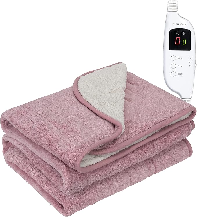MONHOUSE Heated Throw Electric Blanket Digital Controller Timer
