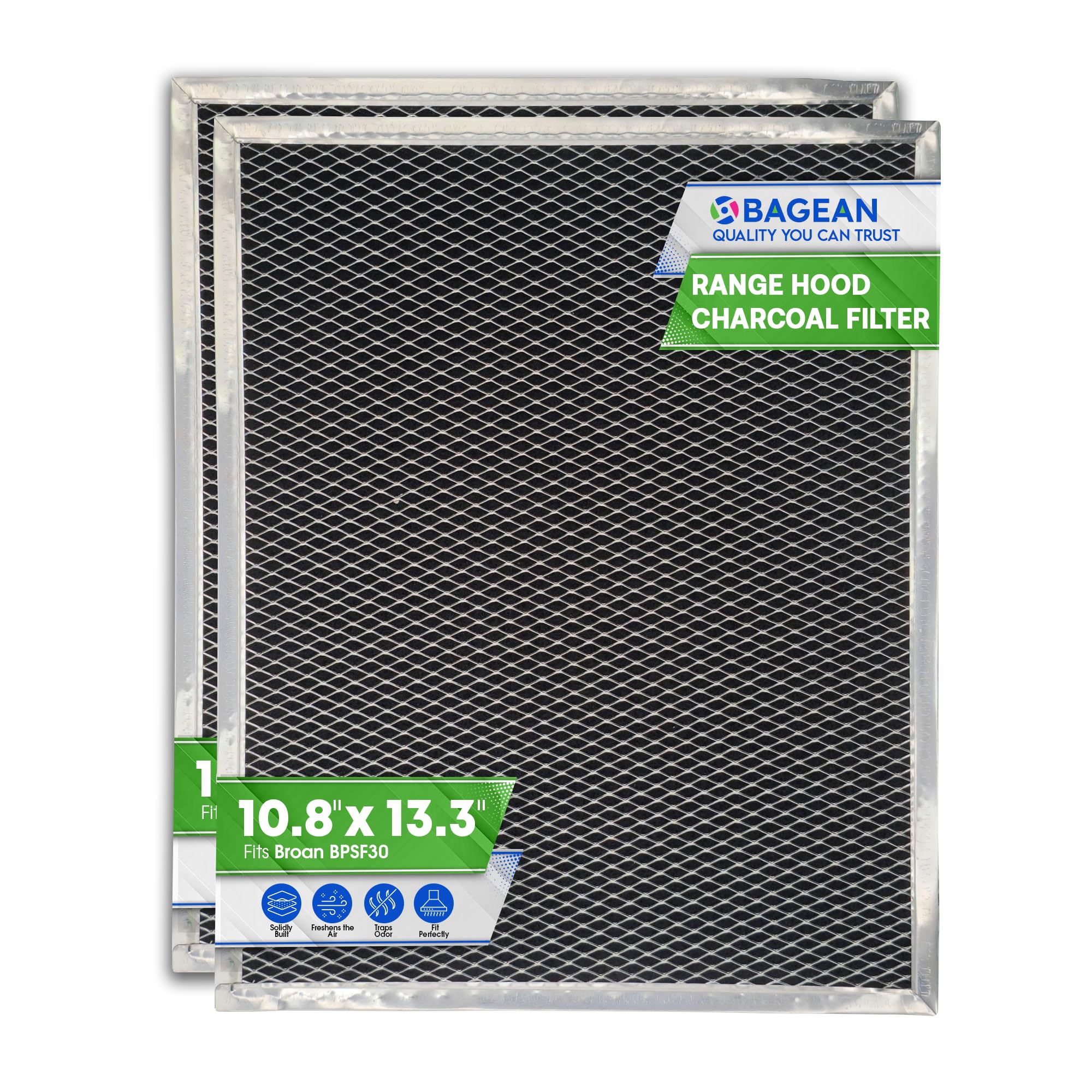 Filtro de carbón para campana extractora Broan de 10.8 x 13.3 pulgadas, BPSF30 99010308, filtro de repuesto para campana extractora Broan, filtro de carbono sin conductos, filtra y refresca el aire de