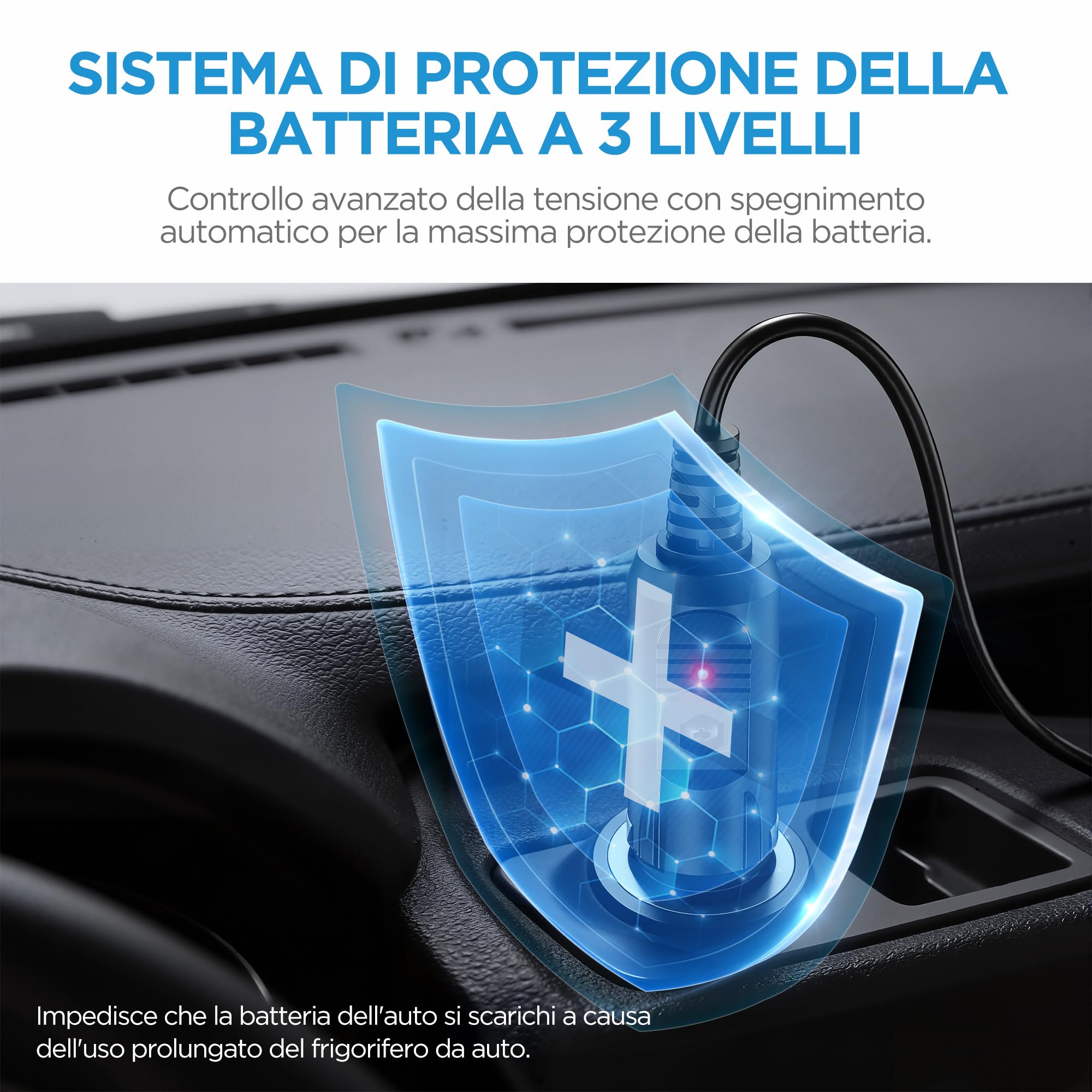 COMFEE' Frigo per Auto 25L, Frigorifero Portatile, Spina da 12V e 230V | Temperatura Regolabile - 20~20 ℃ con Schermo LCD, Prota a Doppia Anta Smontabile, per Camion, Camper, Barca, RCP25BL3EU(E)