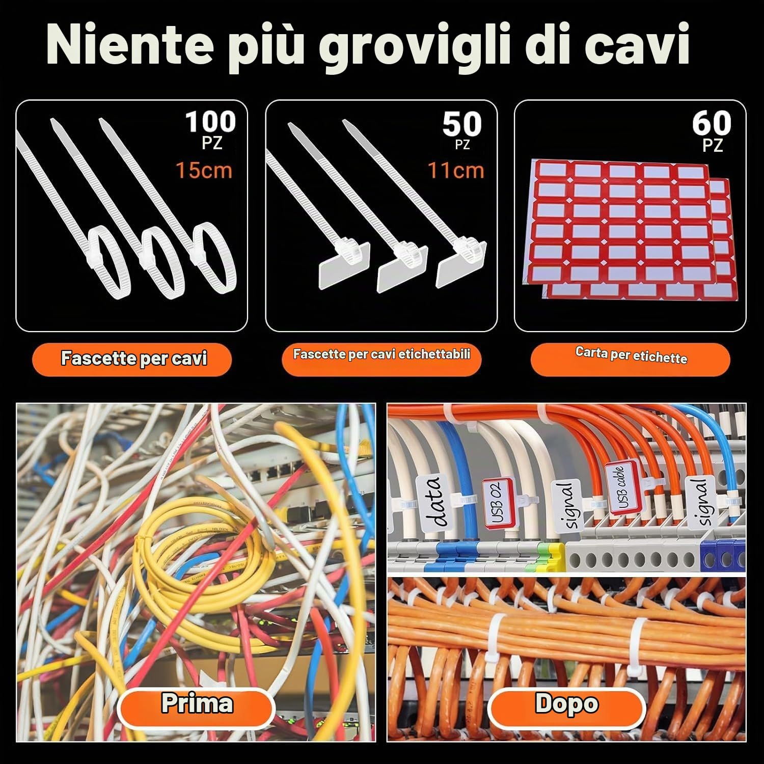 Preciva Pinza Crimpatrice per Puntalini Elettrici con Fascette e Etichette | Crimpatrice Capicorda AWG28-5 [0,08–16mm²], 1650 Pezzi Puntalini Elettrici, Attrezzi Elettricista per Casa e Industria