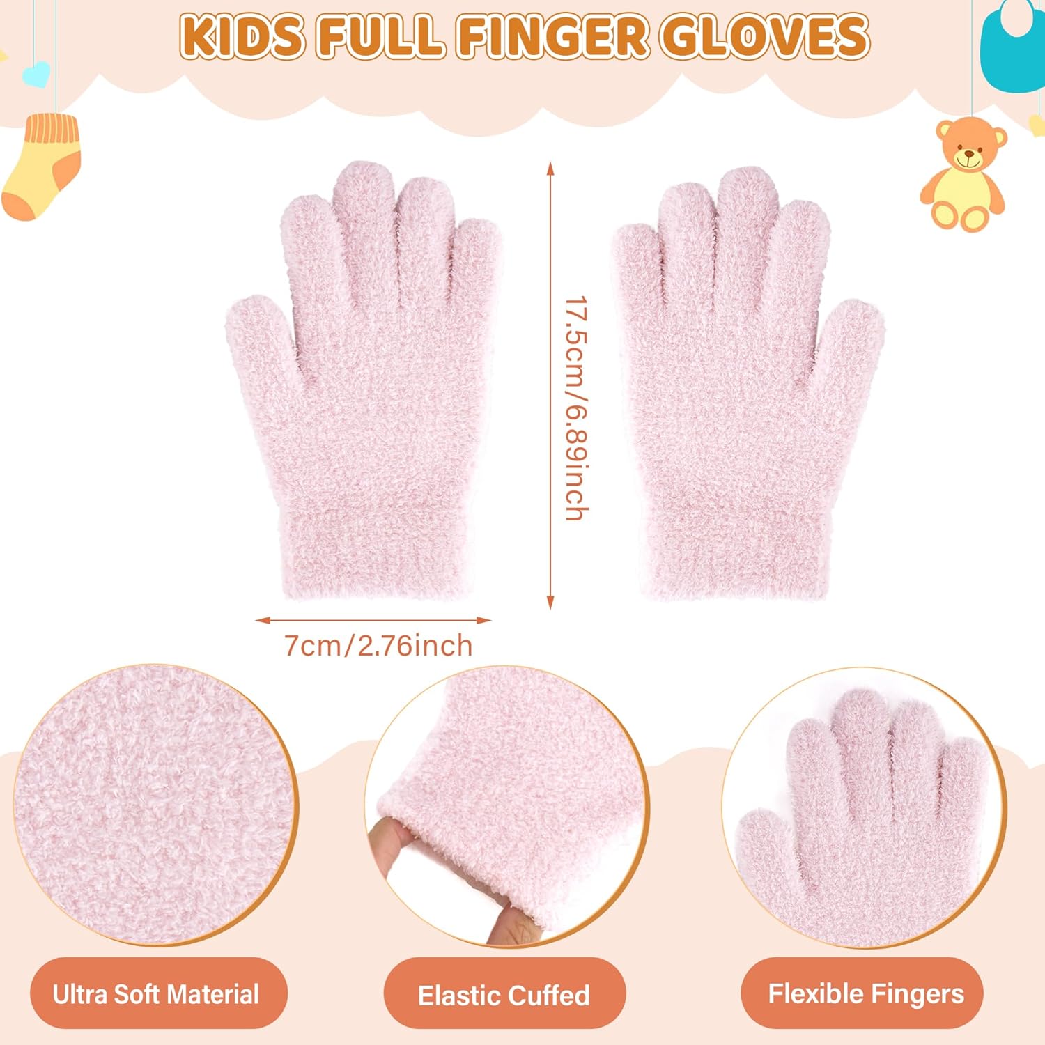 Toddler Kids Winter Hat Scarf Gloves Set Cold Weather Beanie Hats Fleece Neck Warmer for 4 5 6 7 8 Year Old Boys Girls Gifts - Image 3