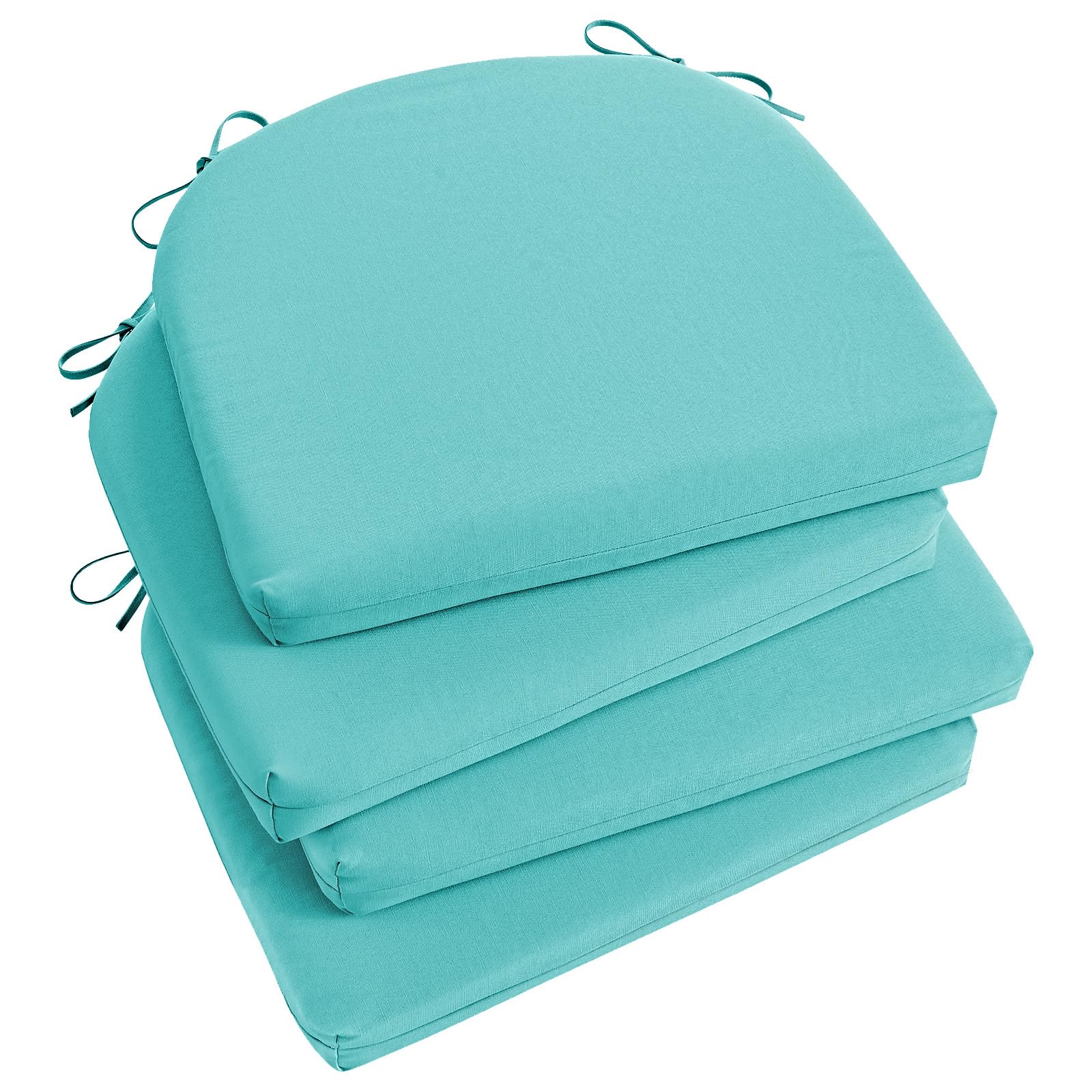 Basic Beyond Indoor/Outdoor Chair Cushions Set of 4, Waterproof Patio Furniture Cushions - Round Corner Seat Cushions for Patio Furniture with Ties, 17"x16"x2", Teal-image-22