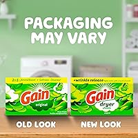 Vista 6 de Gain Hojas de secadora Plus Wrinkle Release, aroma original, 120 unidades, combate la estática con un toque de aroma, sábanas de lavandería