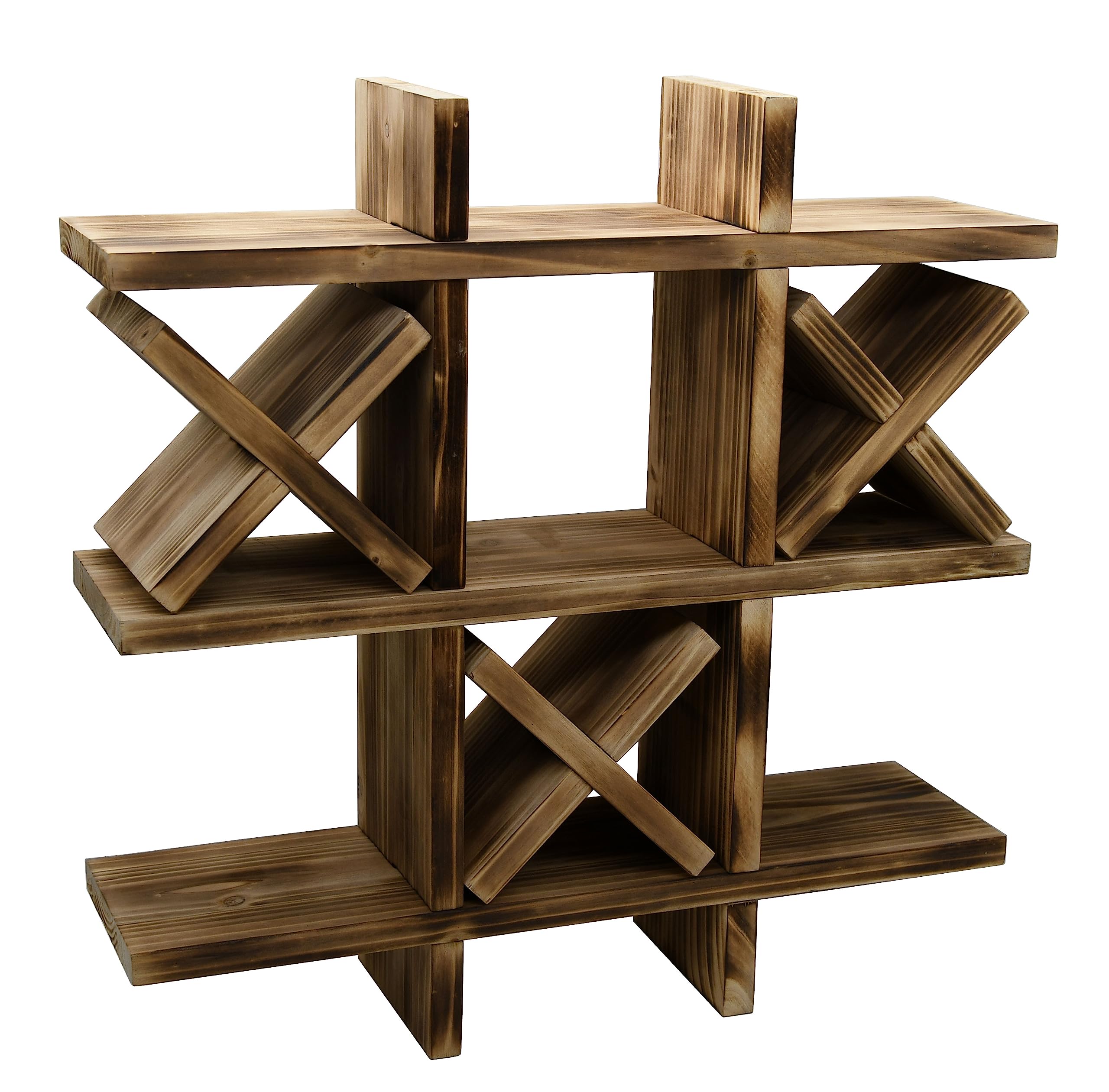 EXCELLO GLOBAL PRODUCTS Soporte De Papel Higiénico De Madera Gris: Diseño De Tic Tac Toe Para Montado En La Pared O Independiente Organizador De Almacenamiento De Rollos De Papel De Baño