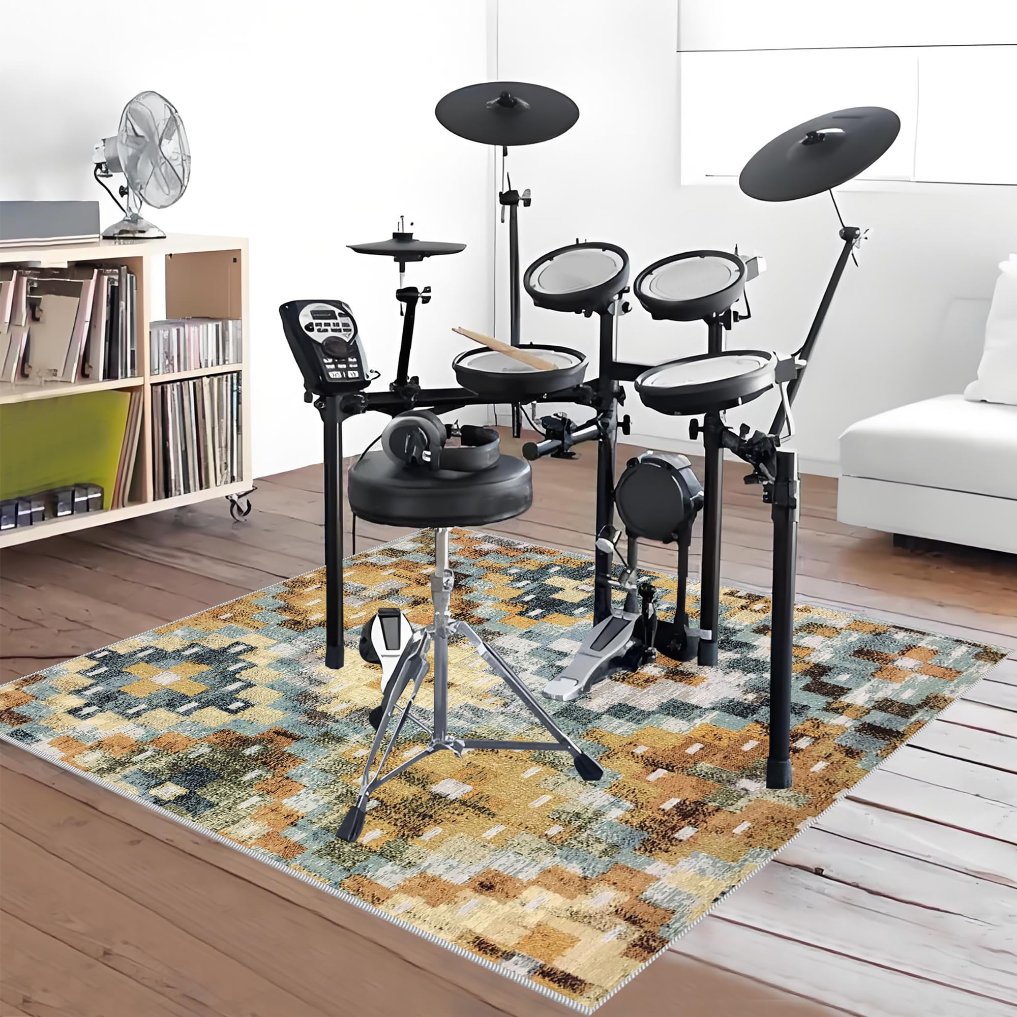 Mata perkusyjna, antypoślizgowy, dźwiękoszczelny dywan perkusyjny do elektronicznych / jazzowych zestawów perkusyjnych, pedałów basowych, do użytku wewnątrz i na zewnątrz, ochrona podłogi