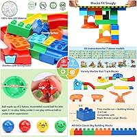 Vista 2 de COUOMOXA Construcción de Marble Run para niños: juego de bloques de construcción STEM compatible con ladrillos clásicos, juguetes educativos