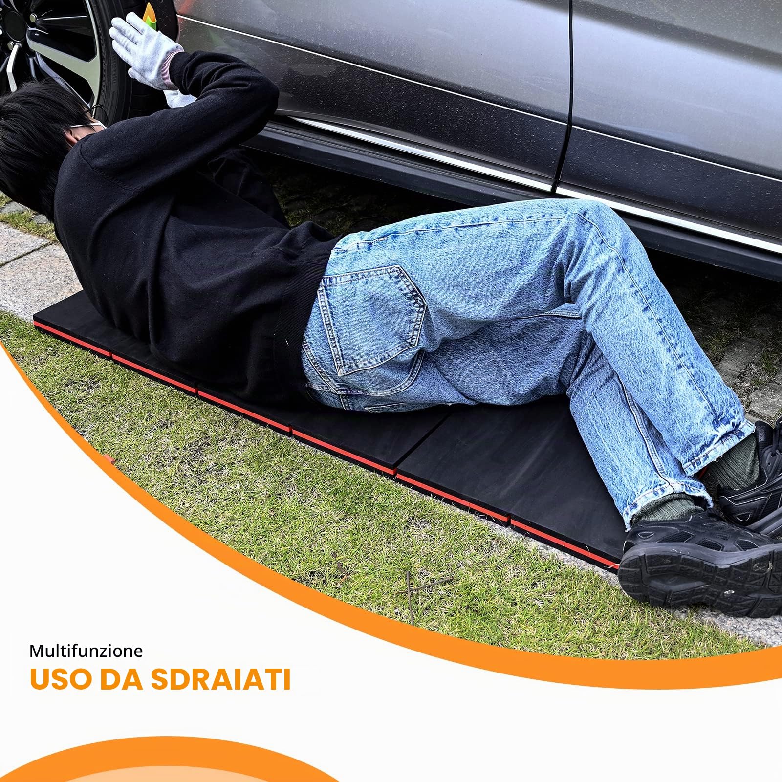 FOSHIO Sgabelli da Officina Pieghevole, Lettino sottoauto sotto Auto, Cuscino per Ginocchia, Utilizzabile Come Sedile Pieghevole, Professionale Lettino Pieghevole sotto Auto, 117 x 40 x 3 cm