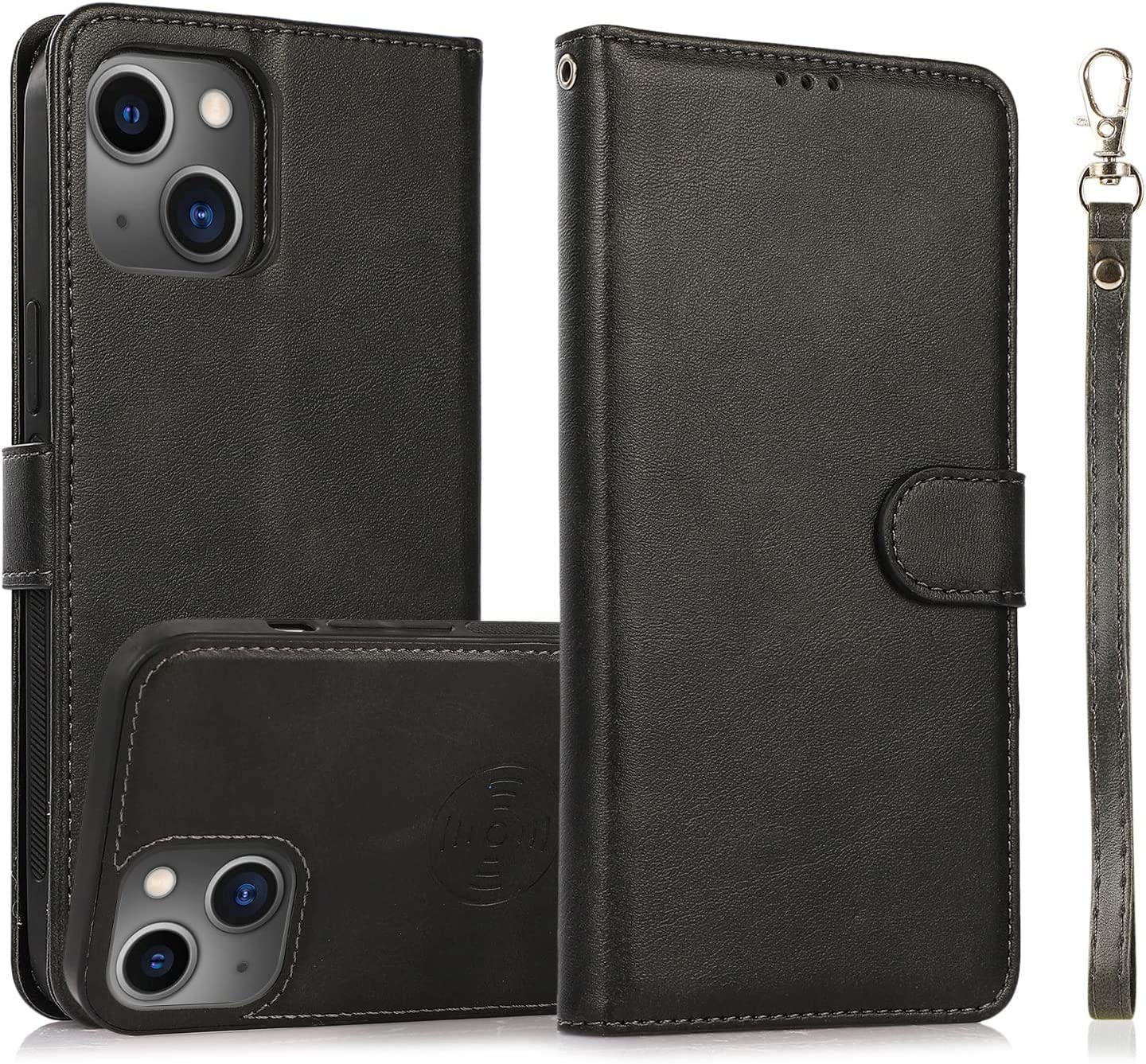 Étui pour iPhone 14 Pro portefeuille aimanté avec fentes cartes
