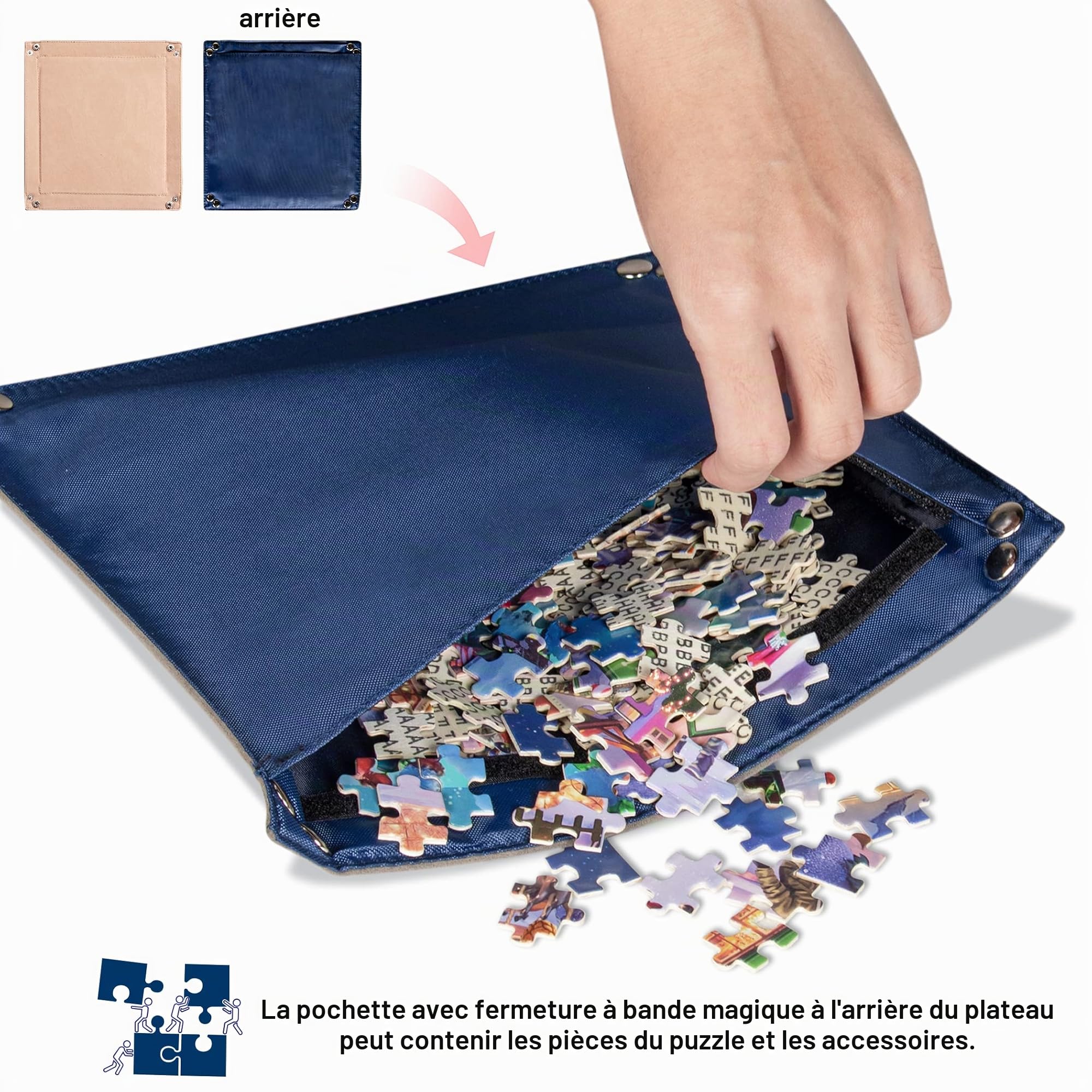 Lavievert Planche de Puzzle de 1000 pièces avec Housse rembourrée, étui Portable avec 4 Plateaux de tri et Planche Amovible, Plateau de Rangement pour Puzzle avec Surface antidérapante pour Adultes